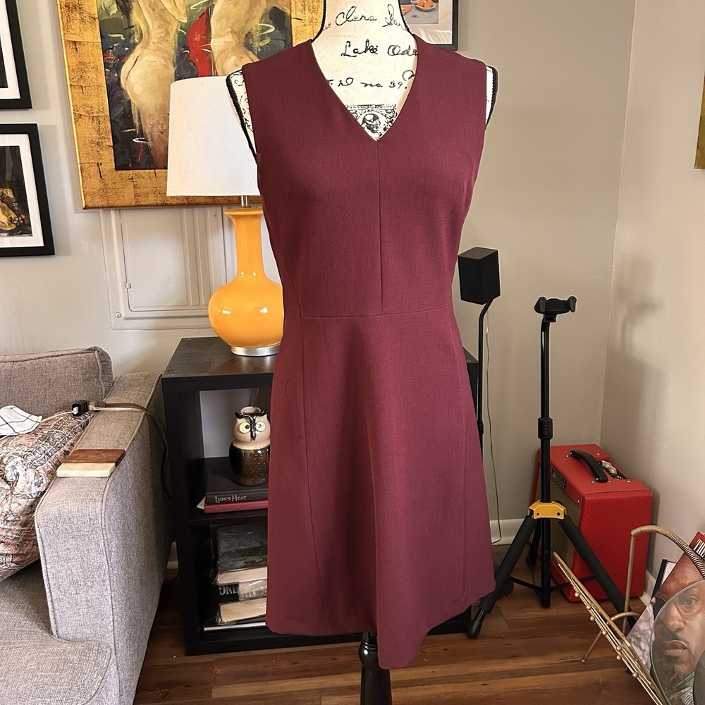 M.M. Lafleur Annie‎ Dress Womens 6 Claret Stretch Ponte Sheath Capsule Workwear